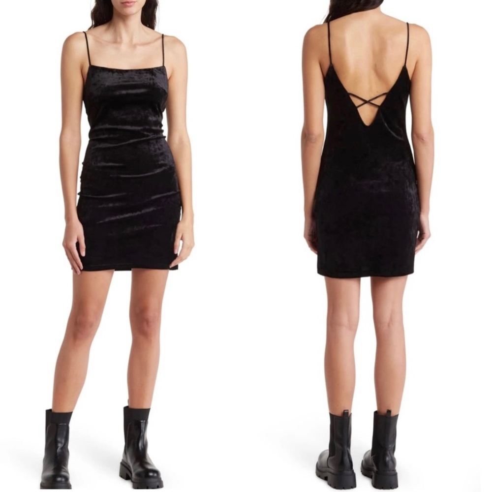 NWT💗ELODIE Strappy Back Crushed Velvet Mini Dress Size S